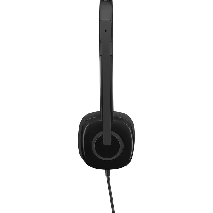 Logitech H151 Stereo Headset with Rotating Boom Mic (Black) - Stereo - 3.5MM AUDIO JACK CONNECTION - Wired - In-Line Control - 22 Ohm - 20 Hz - 20 kHz - Over-the-head - 5.9 ft Cable - Black