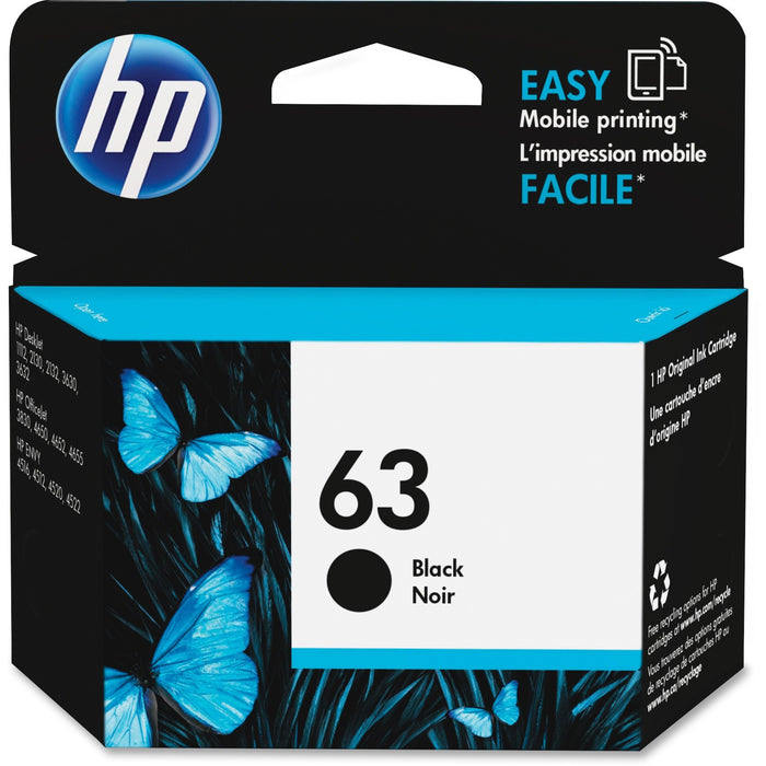 HP 63 Original Inkjet Ink Cartridge - Black - 1 Pack