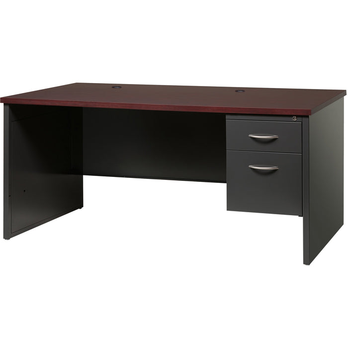 Lorell Mahogany Laminate/Charcoal Modular Desk Series Pedestal Desk - 2-Drawer