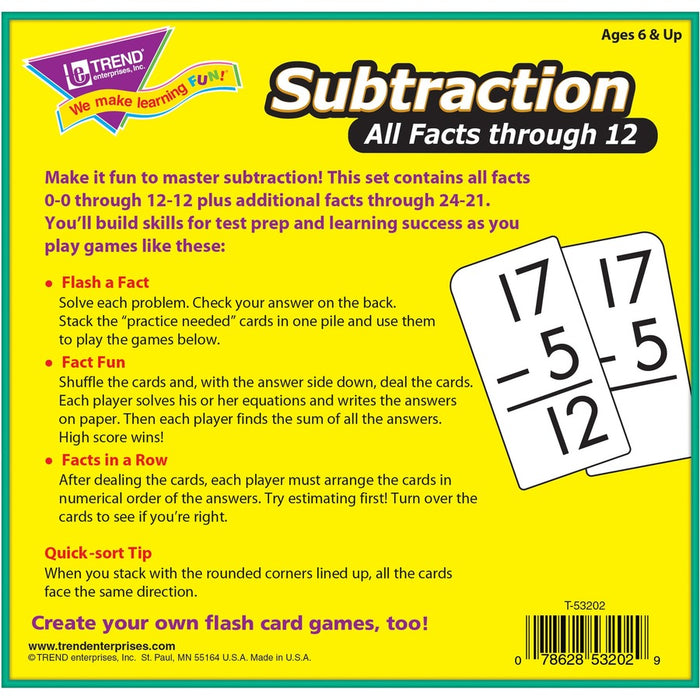 Trend Subtraction all facts through 12 Flash Cards