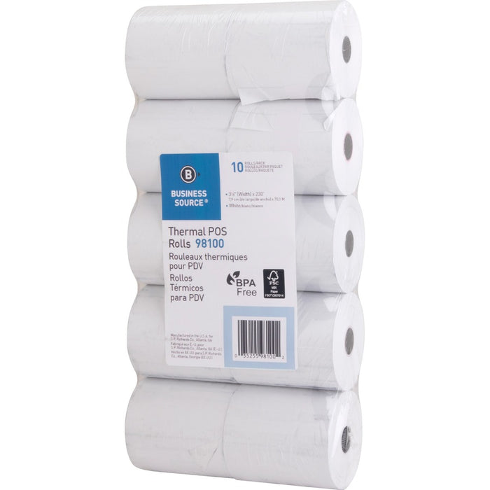 Business Source 3-1/8"x230' POS Receipt Thermal Rolls