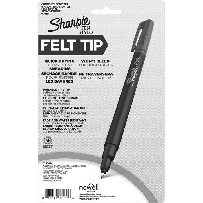 Sharpie Fine Point Pens - 6 / PK - Fine Pen Point - Assorted - 6 / Pac ...