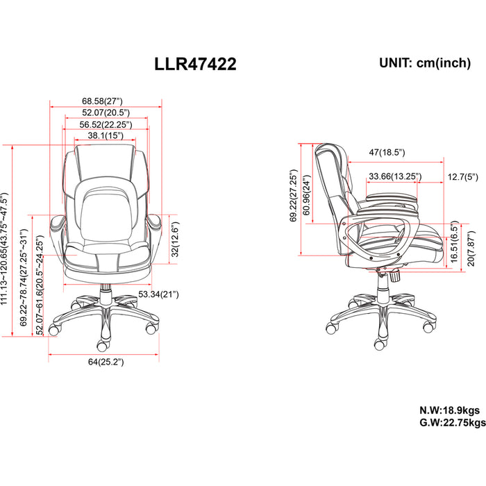 Lorell Wellness by Design Accucel Executive Chair