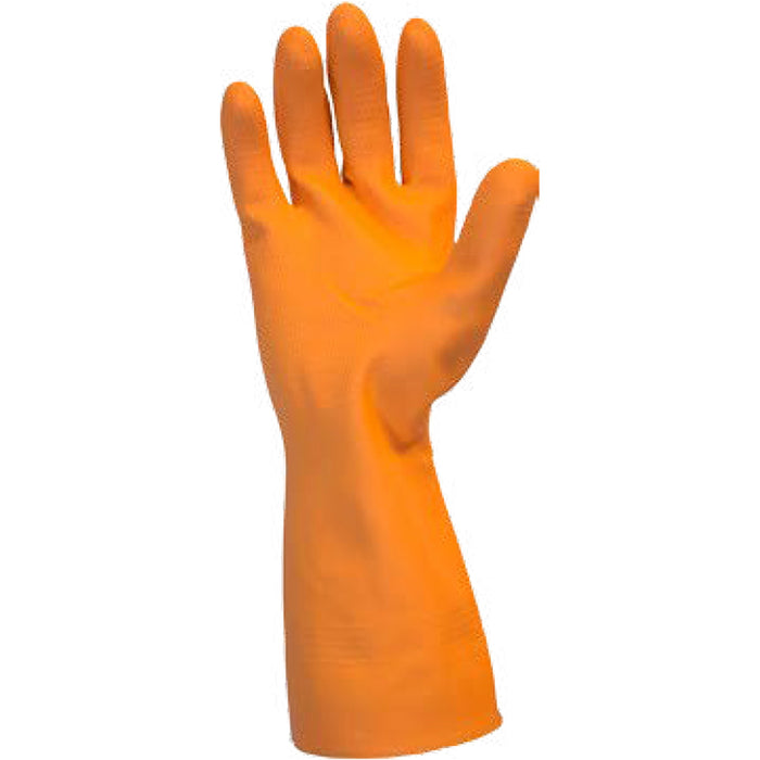 Safety Zone Orange Neoprene Latex Blend Flock Lined Latex Gloves