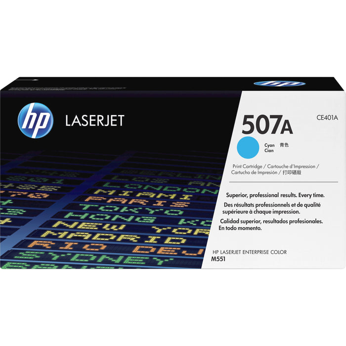 HP 507A (CE401A) Original Laser Toner Cartridge - Single Pack - Cyan - 1 Each