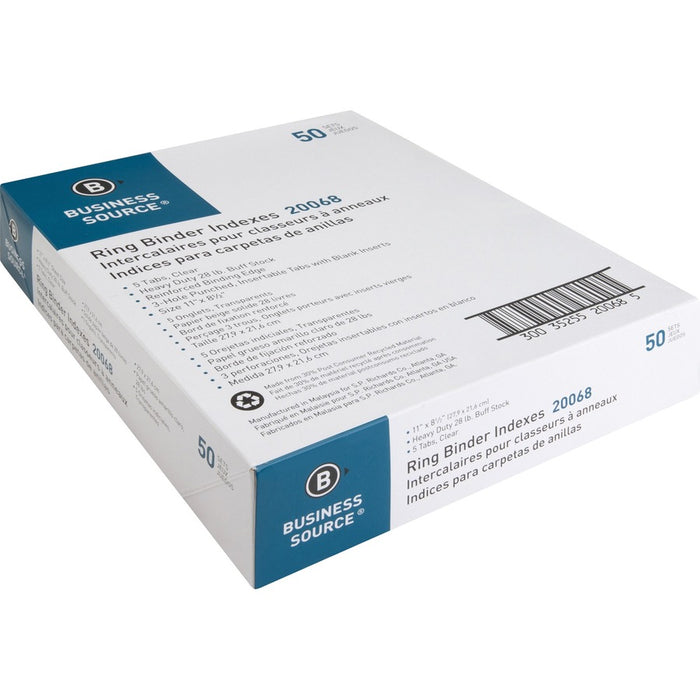 Business Source Buff Stock Ring Binder Indexes