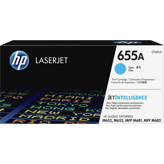 HP 655A (CF451A) Original Laser Toner Cartridge - Cyan - 1 Each