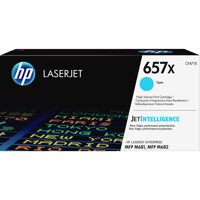 HP 657X (CF471X) Original High Yield Laser Toner Cartridge - Cyan - 1 Each