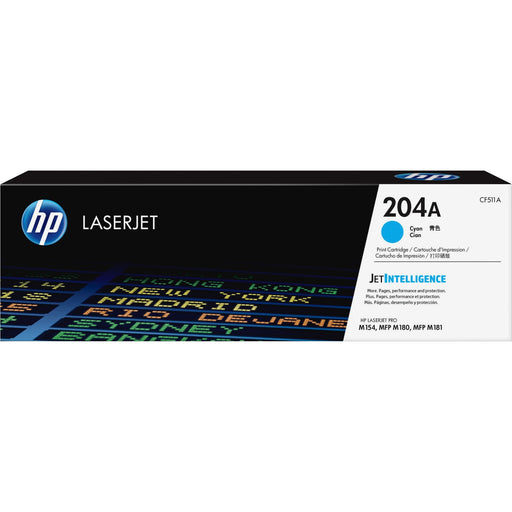 HP 204A (CF511A) Original Standard Yield Laser Toner Cartridge - Cyan - 1 Each