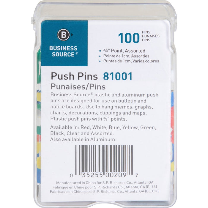 Business Source 1/2" Head Push Pins