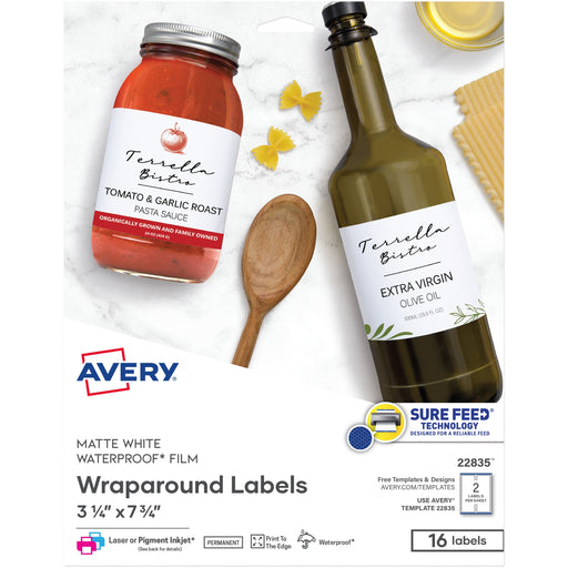Avery® Durable Waterproof Labels, 3.25" x 7.75" , 16 Total