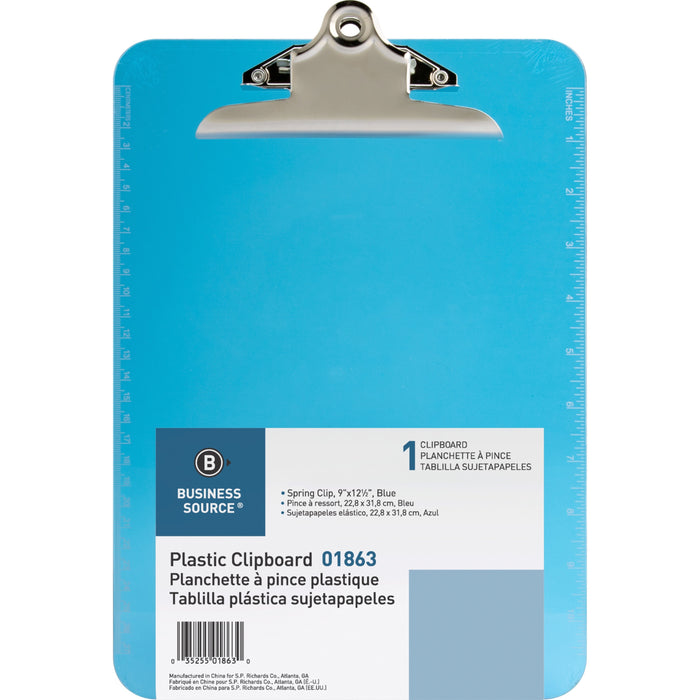 Business Source Spring Clip Plastic Clipboard