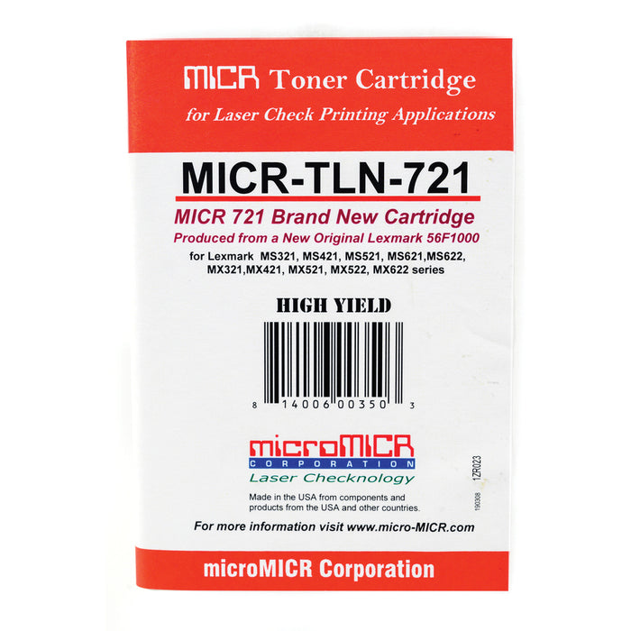 microMICR MICR Laser Toner Cartridge - Alternative for Lexmark 56F1000 - Black - 1 Each