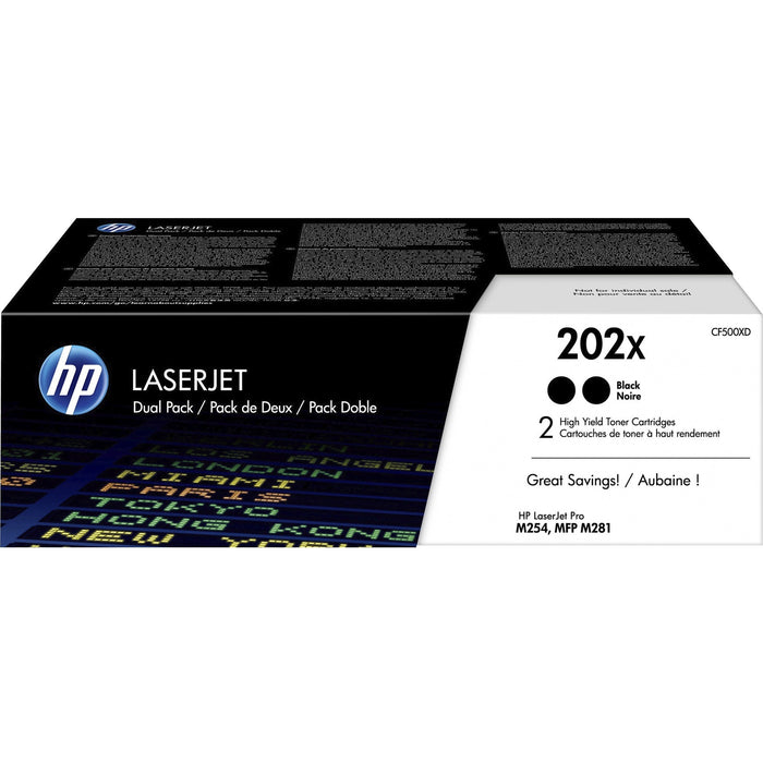 HP 202X (CF500XD) Original High Yield Laser Toner Cartridge - Multi-pack - Black - 1 Each