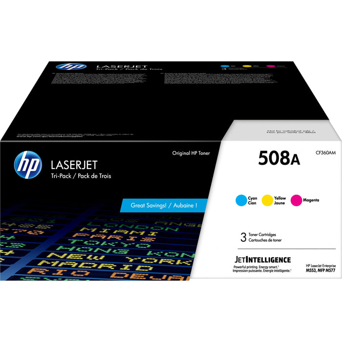 HP 508A Original Laser Toner Cartridge - Cyan, Magenta, Yellow - 3 / Pack