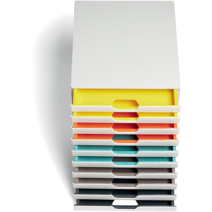 DURABLE VARICOLOR MIX 10 Drawer Desktop Storage Box, White/Multicolor