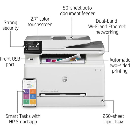 HP LaserJet Pro M283fdw Wireless Laser Multifunction Printer - Color