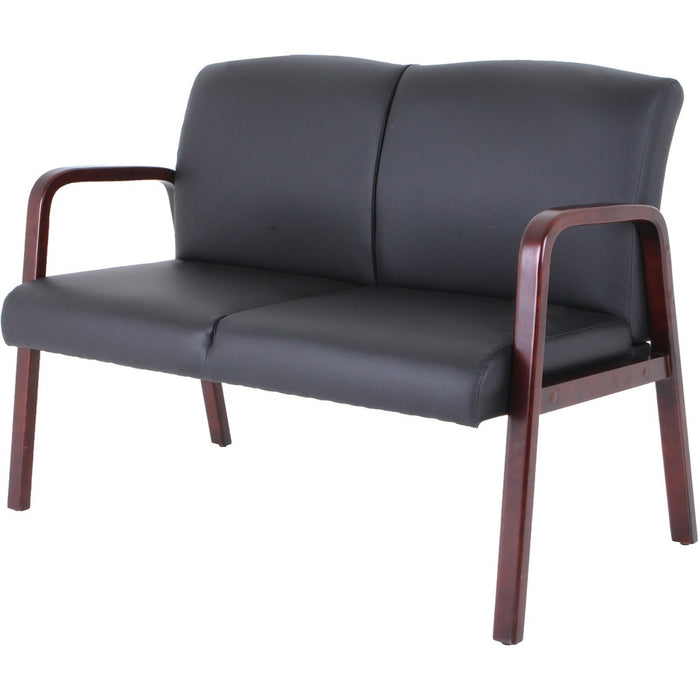 Lorell Wood & Leather Love Seat
