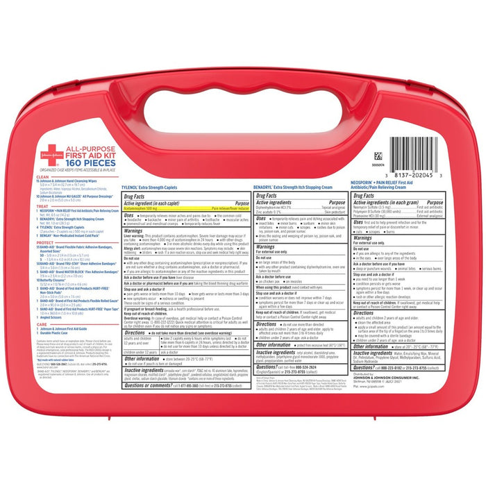 Johnson & Johnson All Purpose Compact 160-Piece First Aid Kit