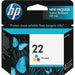 HP 22 (C9352AN) Original Standard Yield Inkjet Ink Cartridge - Cyan, Magenta, Yellow - 1 Each