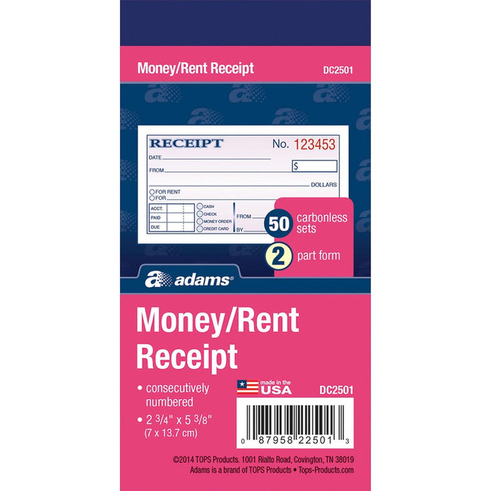 Adams Money/rent Receipt Books