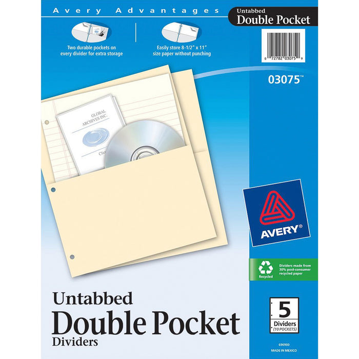 Avery® Untabbed Double Pocket Dividers