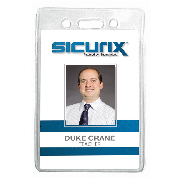 SICURIX ID Badge Holder - Vertical - 12 / PK - 2.4 x 3.4 x - Vinyl - 12 / Pack - Clear