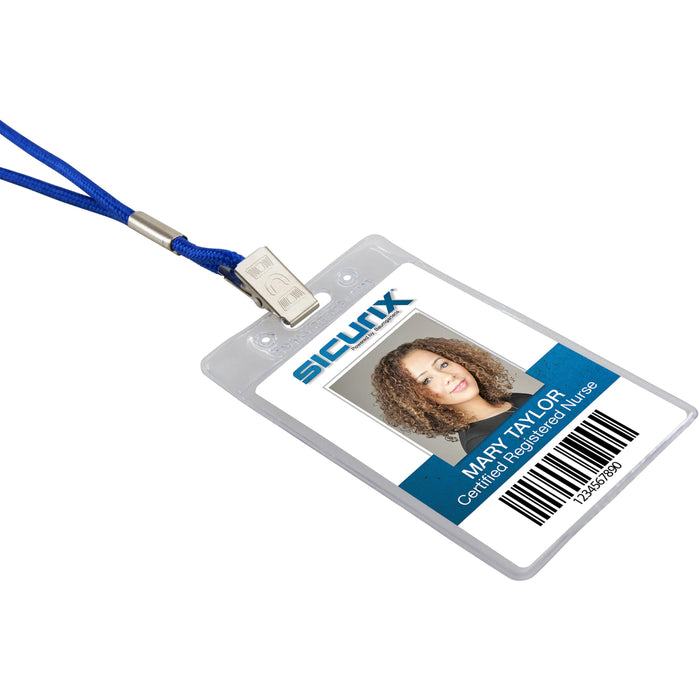 SICURIX ID Badge Holder - Vertical - 12 / PK - 2.4 x 3.4 x - Vinyl - 12 / Pack - Clear