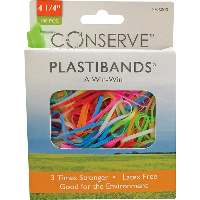 Conserve Plastibands - 100 / BX - 4.3 Length - Latex-free - 100 / Box - Polyurethane - Assorted