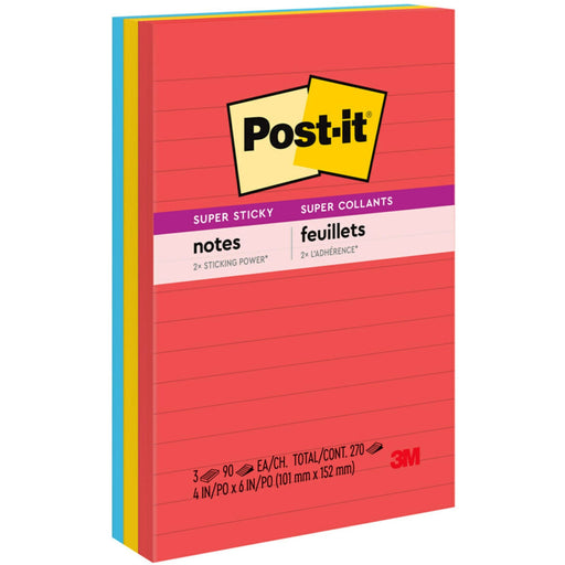 Post-it® Notes Original Lined Notepads -Playful Primaries Color Collection