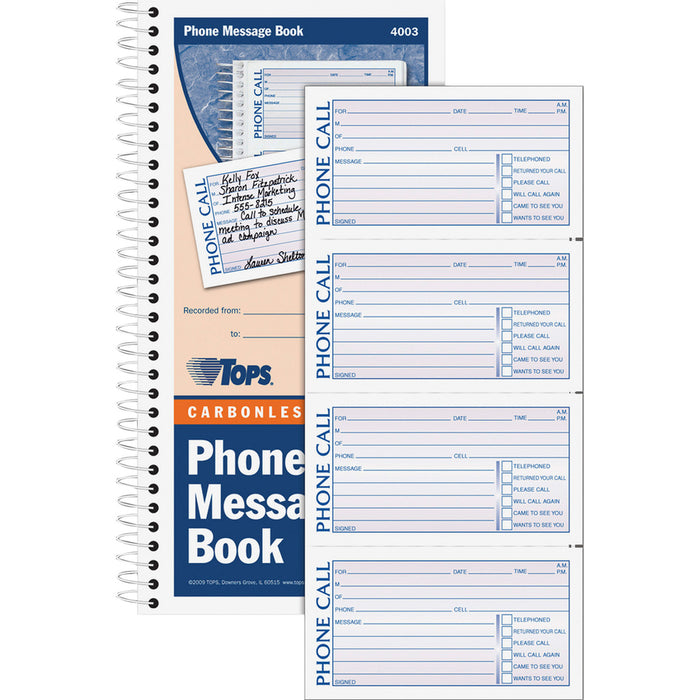 TOPS Carbonless Phone Message Book