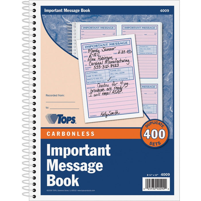 TOPS 4CPP Important Phone Message Book