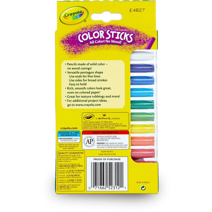 Crayola 12 Color Sticks Woodless Colored Pencils