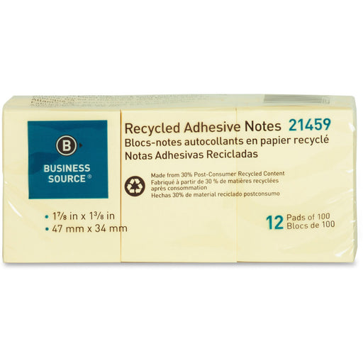 Business Source Yellow Adhesive Notes