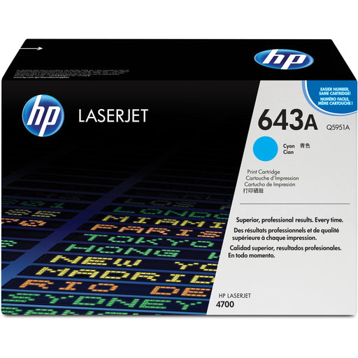 HP 643A (Q5951A) Original Standard Yield Laser Toner Cartridge - Single Pack - Cyan - 1 Each