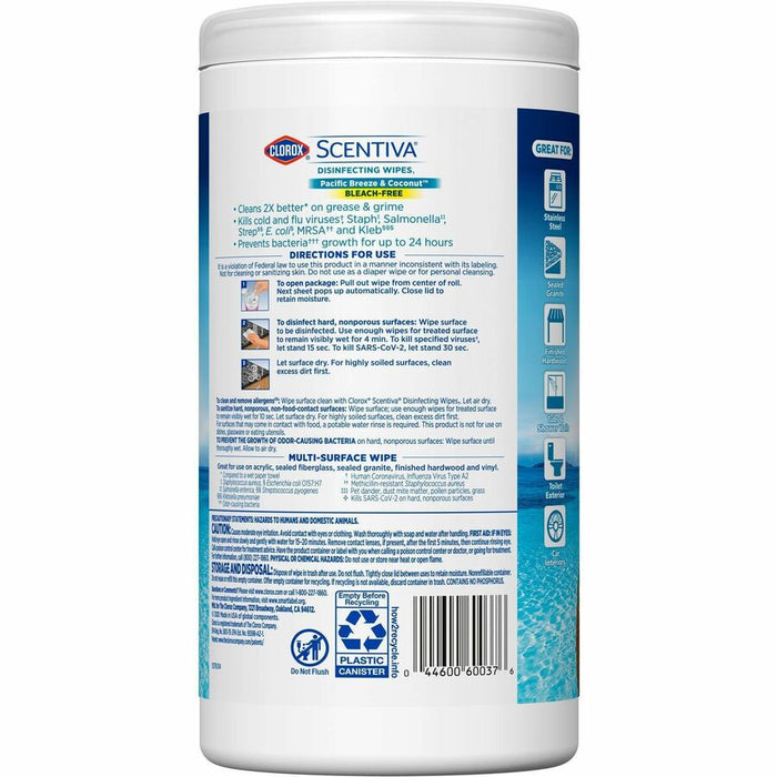 Clorox Scentiva Wipes, Bleach Free Cleaning Wipes