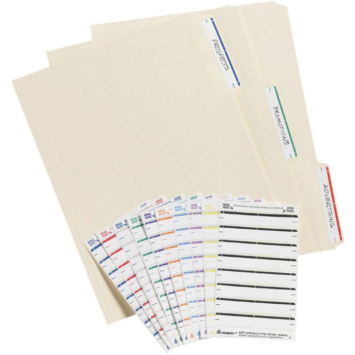 Avery® File Folder Labels, White/Green, 2/3" x 3-7/16" , 252 (5203)