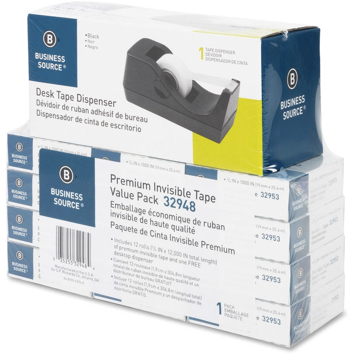 Business Source Invisible Tape Dispenser Value Pack