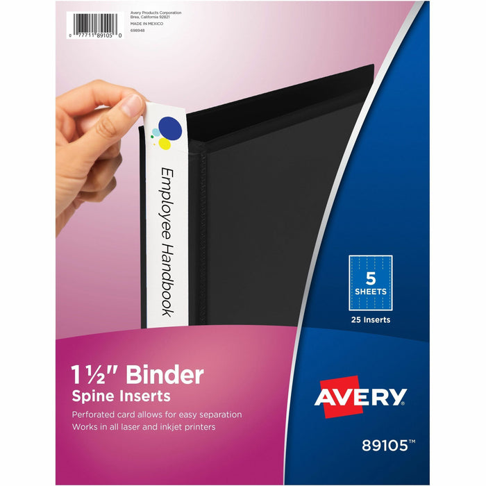 Avery(R) Binder Spine Inserts, 1-1/2 Inch Binders, 25 Inserts (89105)