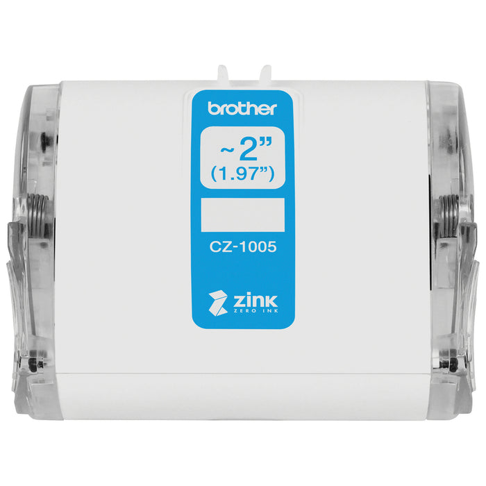 Brother Genuine CZ-1005 continuous length ~ 2 (1.97") 50 mm wide x 16.4 ft. (5 m) long label roll featuring ZINK® Zero Ink technology