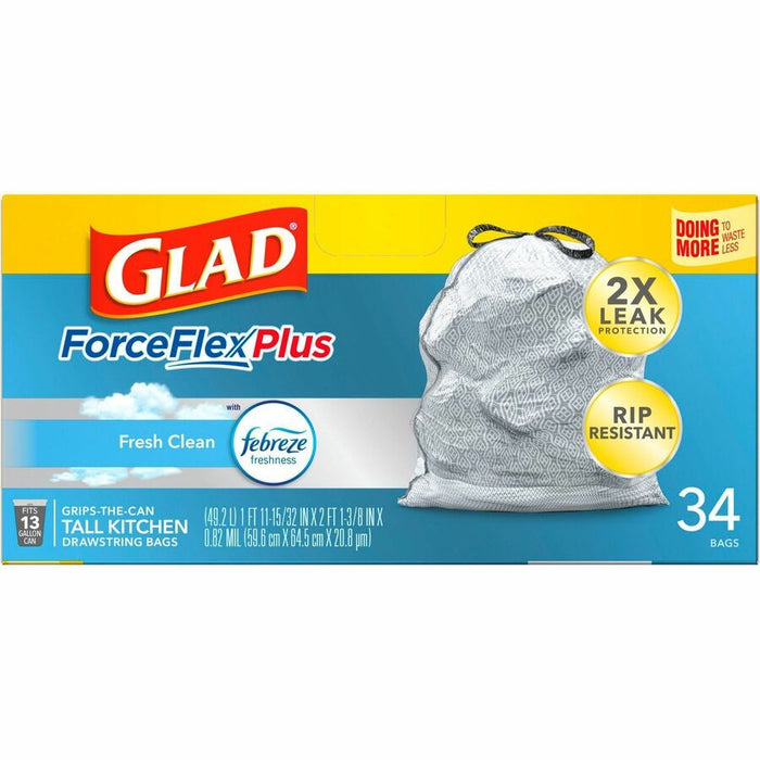 Glad ForceFlexPlus Tall Kitchen Drawstring Trash Bags